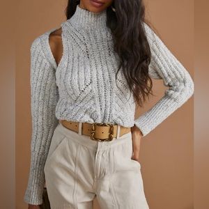 Anthropologie Ribbed Sweater Shrug Set